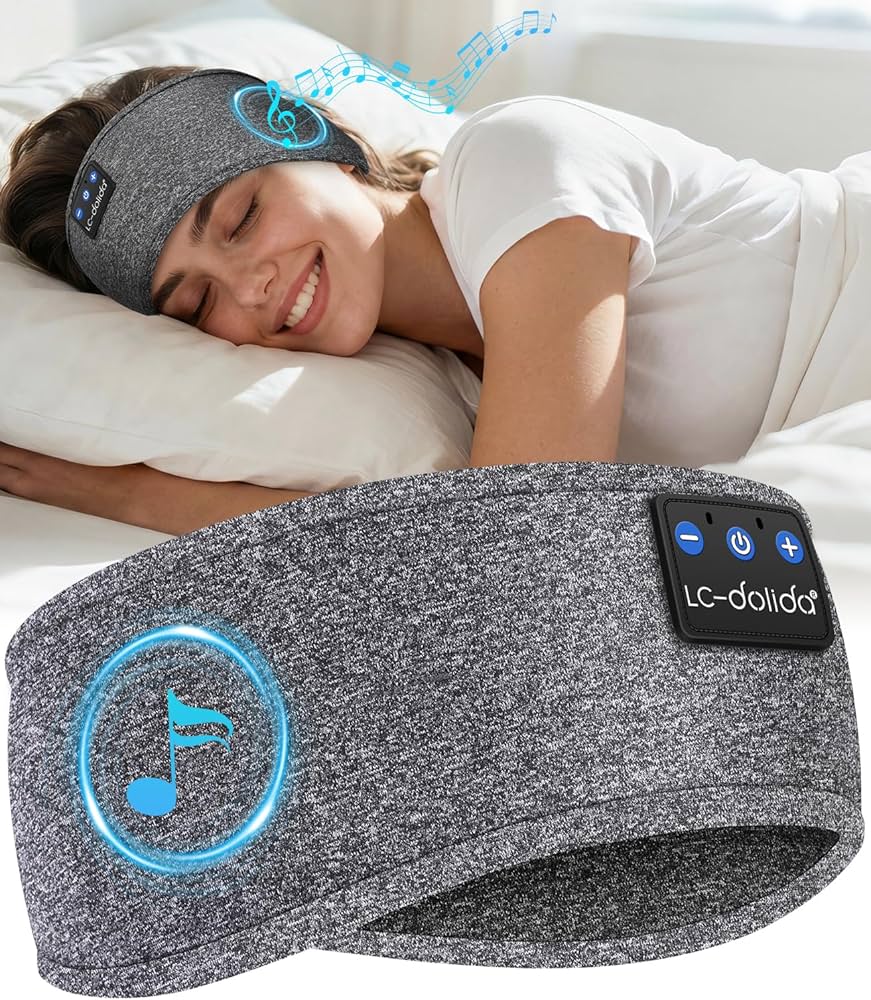 Koptelefoon met slaapgeluid op nachtkastje